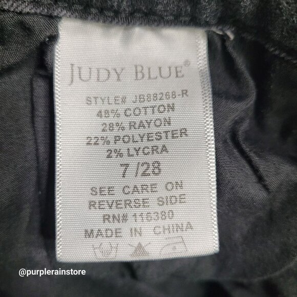 Judy Blue Jeans 28 Skinny Mid Rise Raw Hem Black Wash Stretch Denim JB88268 - Picture 5 of 13